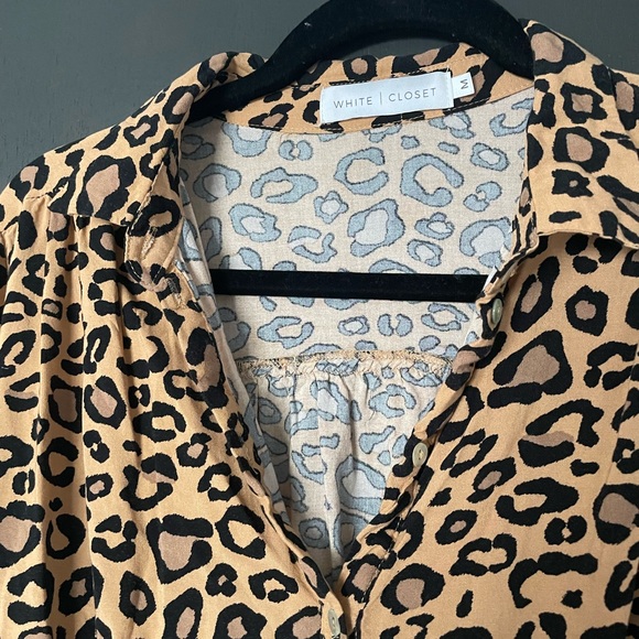 Leopard Button Up Midi Dress - Size Medium - Picture 2 of 4